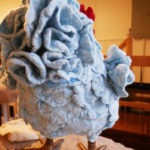Close up of a baby blue chicken