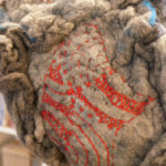 Close up of a chicken footstool