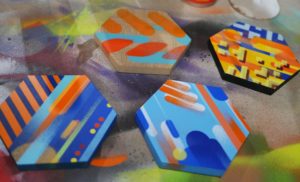 Painted hexagons by Phil Shafer.
