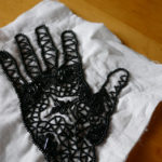 A detail from the beaded hand project that Nedra is working on.