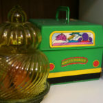 80's educational toy Sweet Pickles makes an appearance on Seth's bookcase.