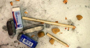 Glyneisha's collection of erasers sit next to her drawing pencils.