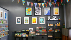 The retail space in the front of the Two Tone Press studio sells cards, prints and more.