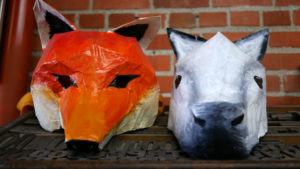 Paper mache' masks in the Two Tone Press studio.