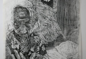 In phase three of the print, the background is developed.