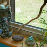 A stormy figurine on Momoko's studio windowsill.